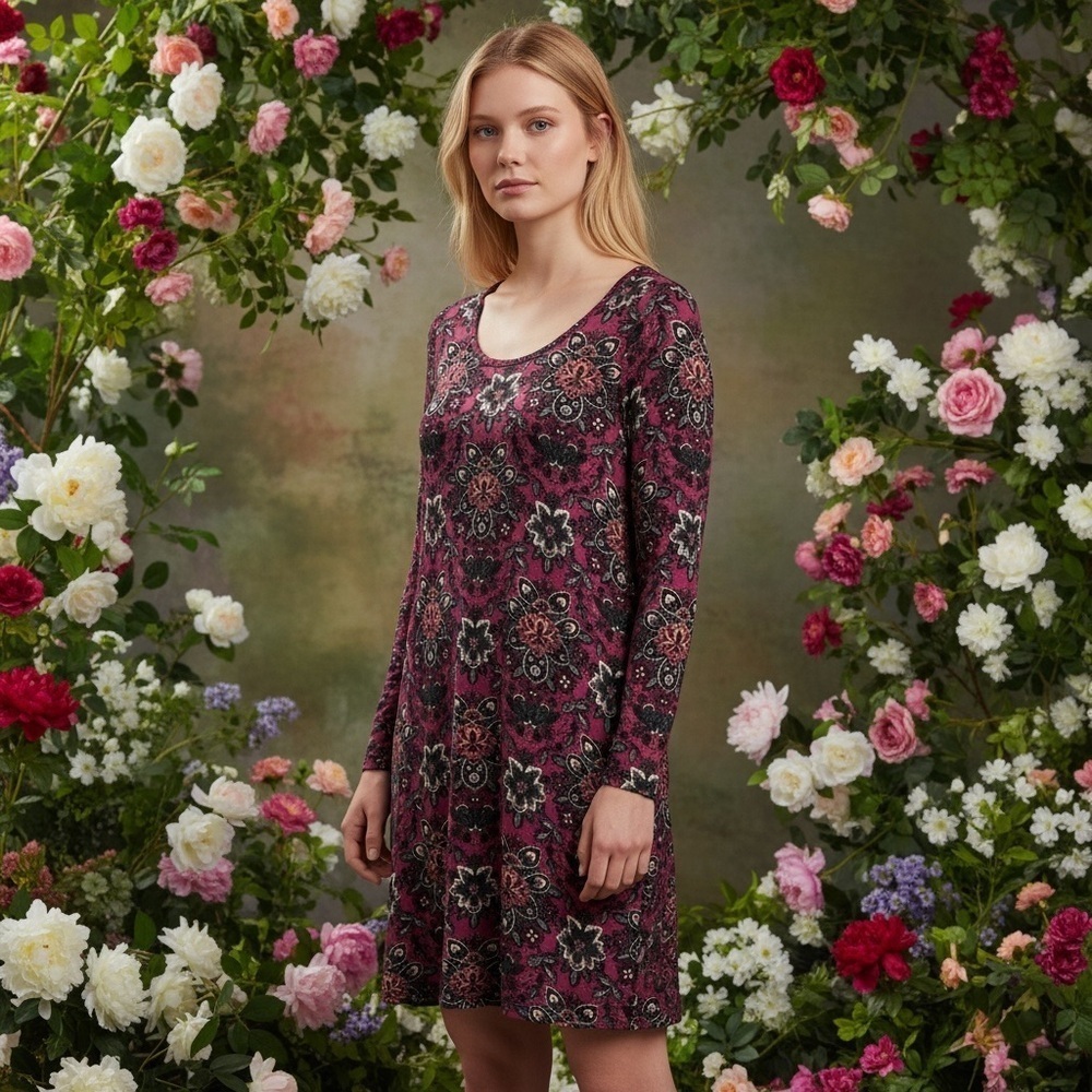 Abercrombie & Fitch Floral Long Sleeve Shift Dress Size Small